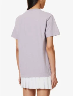 Wellness Ivy Logo-print Cotton-jersey T-shirt -VogueVibe Store R04115917 FADEDLILACWHITE ALT03