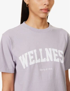 Wellness Ivy Logo-print Cotton-jersey T-shirt -VogueVibe Store R04115917 FADEDLILACWHITE ALT04