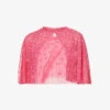 Violet Embroidered Tulle Cape -VogueVibe Store R04118181 AZALEAPINK M
