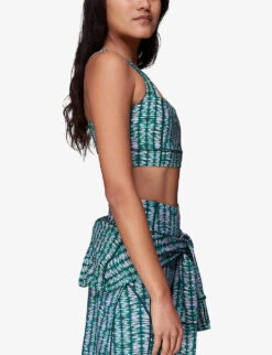 Whistles Abstract-print Square-neck Stretch-recycled Nylon Sports Bra -VogueVibe Store R04119052 MULTICOLOURED ALT02