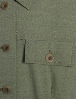 CLAUDIE PIERLOT Janis Belted Collared Stretch-woven Playsuit -VogueVibe Store R04119113 VERTS ALT05