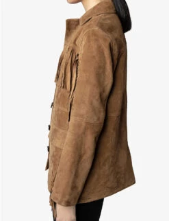 Zadig & Voltaire Lala Fringed Suede-leather Jacket -VogueVibe Store R04121830 ECORCE ALT02