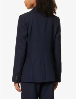 ME AND EM Forever Double-breasted Stretch Wool-blend Blazer -VogueVibe Store R04122100 NAVY ALT03