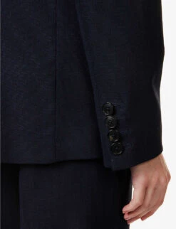 ME AND EM Forever Double-breasted Stretch Wool-blend Blazer -VogueVibe Store R04122100 NAVY ALT05