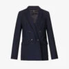 ME AND EM Forever Double-breasted Stretch Wool-blend Blazer -VogueVibe Store R04122100 NAVY M