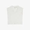 Ted Baker Effiy Lace-trimmed V-neck Linen And Cotton-blend T-shirt -VogueVibe Store R04122373 WHITE M