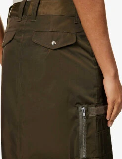 Split-hem Mid-rise Woven Maxi Skirt -VogueVibe Store R04123228 OLIVE ALT05