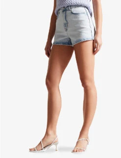 Ted Baker Gianahh High-rise Stretch-denim Shorts -VogueVibe Store R04125133 LTWASH ALT02