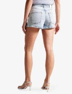 Ted Baker Gianahh High-rise Stretch-denim Shorts -VogueVibe Store R04125133 LTWASH ALT03