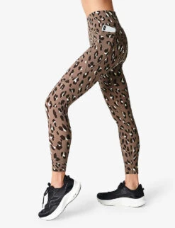 Sweaty Betty Power 7/8 Workout High-rise Stretch-jersey Leggings -VogueVibe Store R04127174 BROWNCHEETAHPRINT ALT02