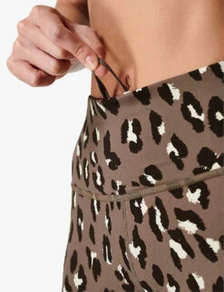 Sweaty Betty Power 7/8 Workout High-rise Stretch-jersey Leggings -VogueVibe Store R04127174 BROWNCHEETAHPRINT ALT04