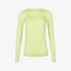 Sweaty Betty Glisten Seamless Stretch-woven Top -VogueVibe Store R04127230 POMELOGREENLEOPARD M