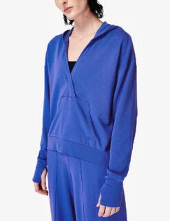 Sweaty Betty After Class V-neck Organic Cotton-blend Hoody 9 Sweaty Betty After Class V-neck Organic Cotton-blend Hoody -VogueVibe Store R04127239 HOURBLUE ALT02