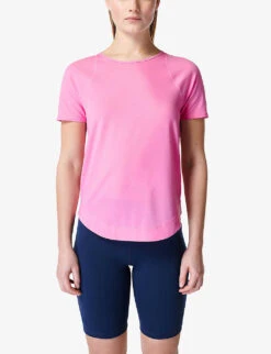 Sweaty Betty Breathe Easy Short-sleeve Stretch Recycled-polyester Top -VogueVibe Store R04127240 SPARKLINGPINK ALT02