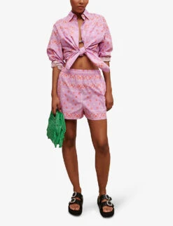 Maje Paisley Print Cotton Shorts 8 Maje Paisley Print Cotton Shorts -VogueVibe Store R04127660 ROSES ALT01