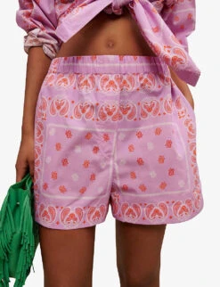 Maje Paisley Print Cotton Shorts 11 Maje Paisley Print Cotton Shorts -VogueVibe Store R04127660 ROSES ALT04