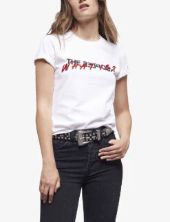 THE KOOPLES Logo-print Cotton T-shirt -VogueVibe Store R04127682 WHI01 ALT02