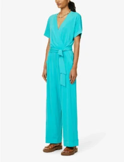 Max Mara Eolo V-neck Stretch-woven Jumpsuit -VogueVibe Store R04127783 SKYBLUE ALT02