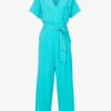 Max Mara Eolo V-neck Stretch-woven Jumpsuit -VogueVibe Store R04127783 SKYBLUE M