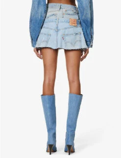 Distressed Brand-tab Denim Jacket 10 Distressed Brand-tab Denim Jacket -VogueVibe Store R04127906 MIDBLUE ALT03