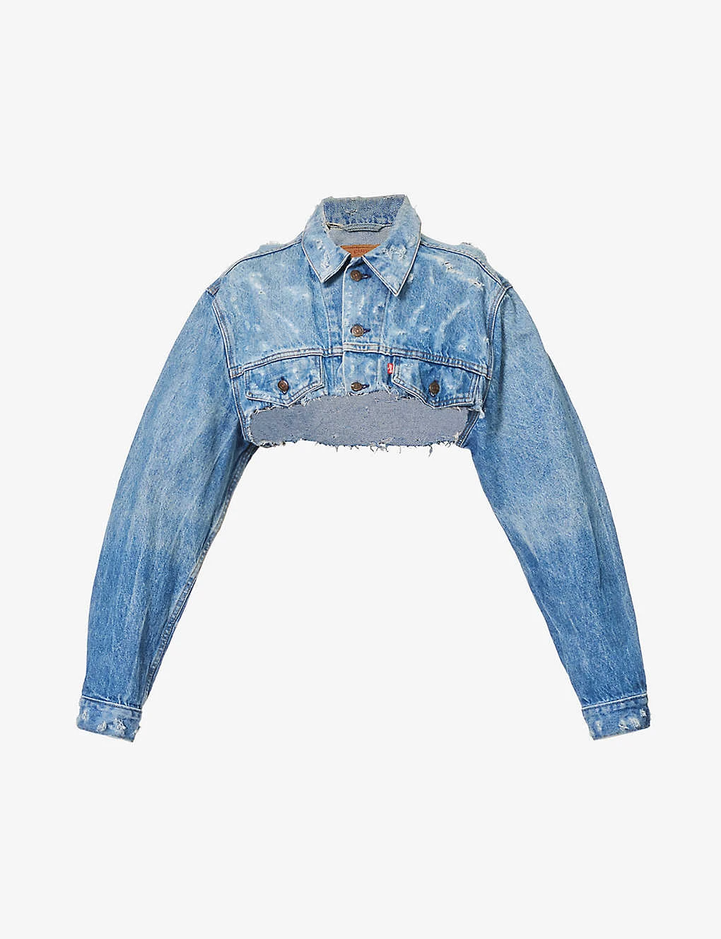 Distressed Brand-tab Denim Jacket 3 Distressed Brand-tab Denim Jacket