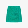 THE KOOPLES Zig-zag Draped Woven Mini Skirt -VogueVibe Store R04127947 GRN01 M