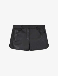 THE KOOPLES Stud-embellished Five-pocket Leather Short