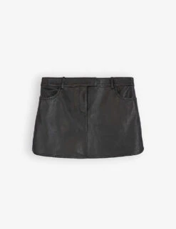 THE KOOPLES Side-spit Leather Mini Skirt