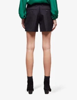 THE KOOPLES Slim-fit Pocket-detail Wool Shorts -VogueVibe Store R04127976 BLA01 ALT03