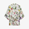 Ted Baker Paulaah Floral-print Tie-waist Woven Kimono 2 Ted Baker Paulaah Floral-print Tie-waist Woven Kimono -VogueVibe Store R04128528 ECRU M