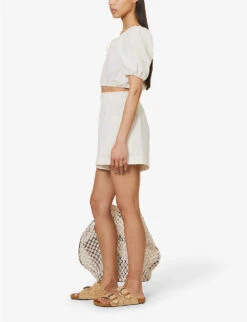 Emilia Frilled-trim Organic-cotton Shorts -VogueVibe Store R04128926 WHITE ALT01