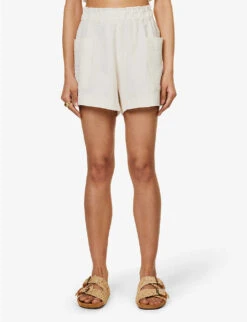 Emilia Frilled-trim Organic-cotton Shorts -VogueVibe Store R04128926 WHITE ALT02