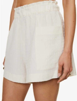 Emilia Frilled-trim Organic-cotton Shorts -VogueVibe Store R04128926 WHITE ALT04