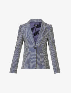 ME AND EM Puff-sleeve Pin-stripe Stretch-cotton Blazer