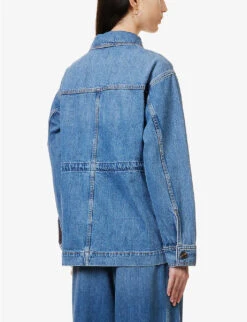 ME AND EM Relaxed-fit Denim Cargo Jacket -VogueVibe Store R04129146 WASHEDDOWNMIDBLUE ALT03