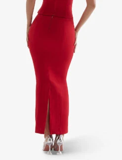 Nayara Split-back Woven Maxi Skirt -VogueVibe Store R04129287 REDROSE ALT03