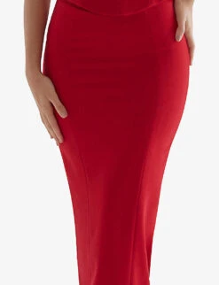 Nayara Split-back Woven Maxi Skirt -VogueVibe Store R04129287 REDROSE ALT04