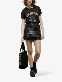 THE KOOPLES Fringed Leather Mini Skirt
