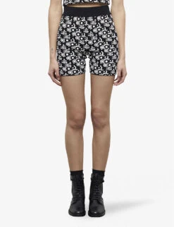 THE KOOPLES Monogram-print Woven Cycling Shorts 9 THE KOOPLES Monogram-print Woven Cycling Shorts -VogueVibe Store R04131163 BLA09 ALT02