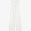 Ted Baker Tabbiaa Knitted-bodice Wide-leg Woven Jumpsuit -VogueVibe Store R04131832 WHITE M