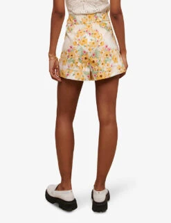 Maje Floral Print High-rise Cotton Shorts -VogueVibe Store R04133547 IMPRIME ALT03