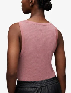AllSaints Rina Round-neck Stretch-woven Tank Top -VogueVibe Store R04134780 SOFTPINK ALT03