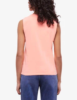THE KOOPLES Embroidered-logo Sleeveless Cotton T-shirt -VogueVibe Store R04135418 ORA57 ALT03