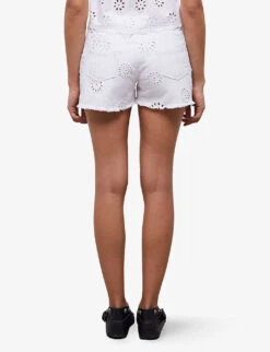 THE KOOPLES Embroidered Cut-off Denim Shorts 10 THE KOOPLES Embroidered Cut-off Denim Shorts -VogueVibe Store R04135421 WHI01 ALT03
