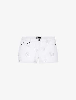THE KOOPLES Embroidered Cut-off Denim Shorts