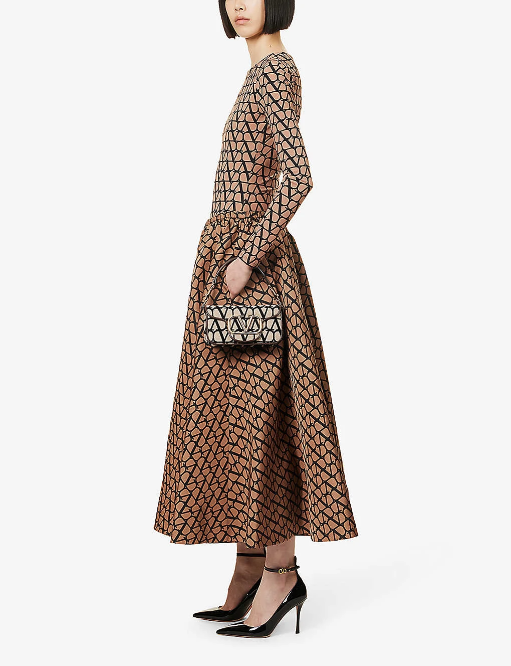 Valentino Monogram-print A-line Satin Midi Skirt 4 Valentino Monogram-print A-line Satin Midi Skirt - Image 2