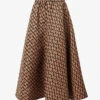 Valentino Monogram-print A-line Satin Midi Skirt -VogueVibe Store R04135633 LIGHTCAMELNERO M