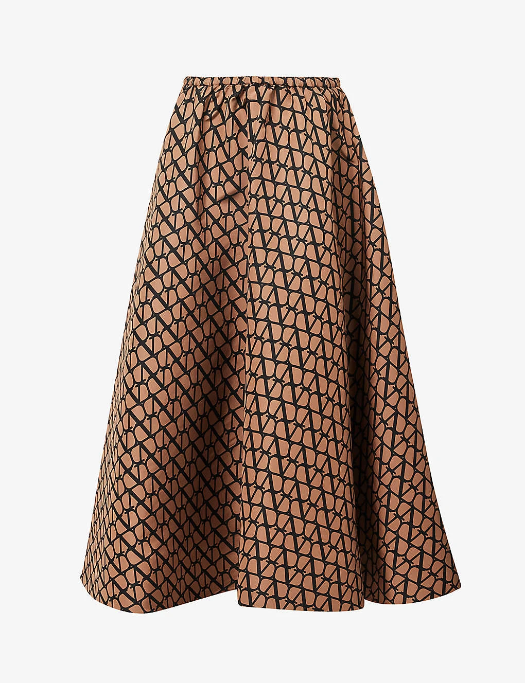 Valentino Monogram-print A-line Satin Midi Skirt 3 Valentino Monogram-print A-line Satin Midi Skirt