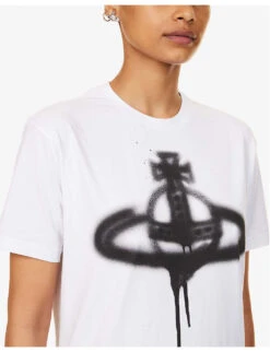 Vivienne Westwood Spray Orb Graphic-print Cotton T-shirt 11 Vivienne Westwood Spray Orb Graphic-print Cotton T-shirt -VogueVibe Store R04135881 WHITE ALT04