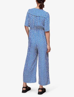 Whistles Oversized-collar Relaxed Woven Jumpsuit -VogueVibe Store R04136164 MULTICOLOURED ALT02